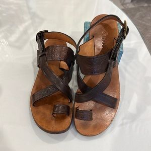 Authentic Chloe Leather Sandals 37.5 Ladies Sz 7.5 Dark Brown, Great Condition